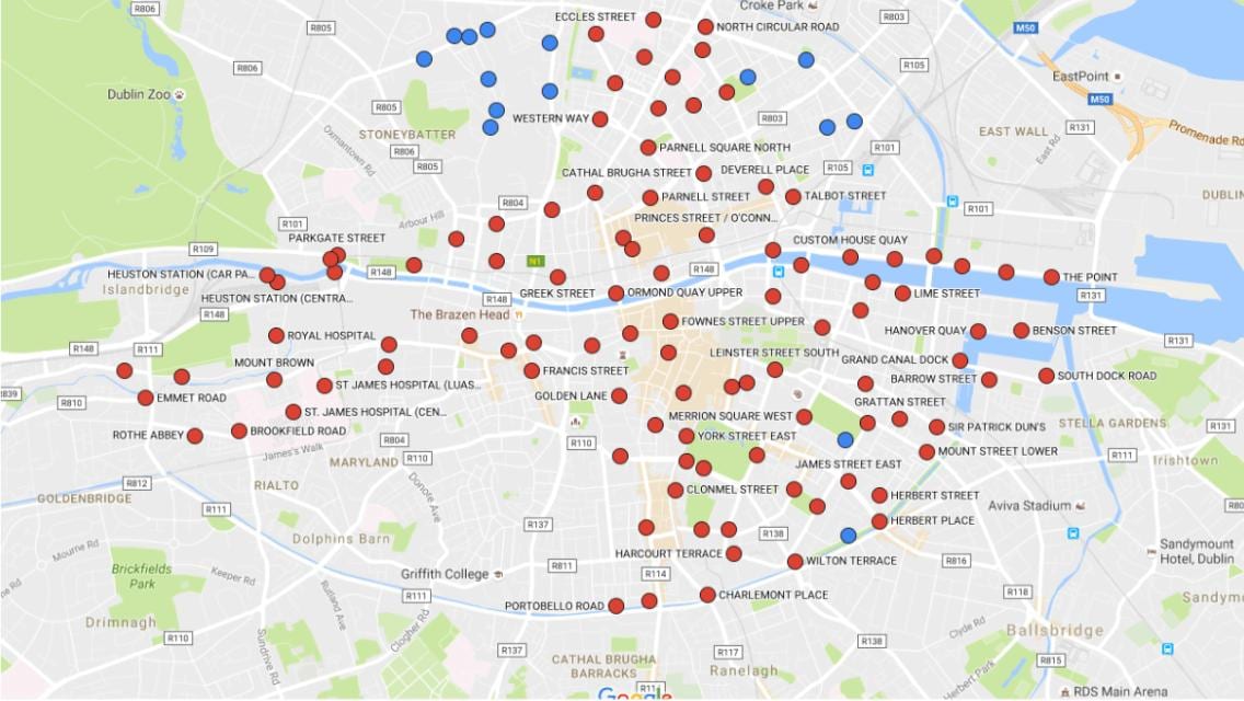 Dublinbikes ਨਕਸ਼ਾ