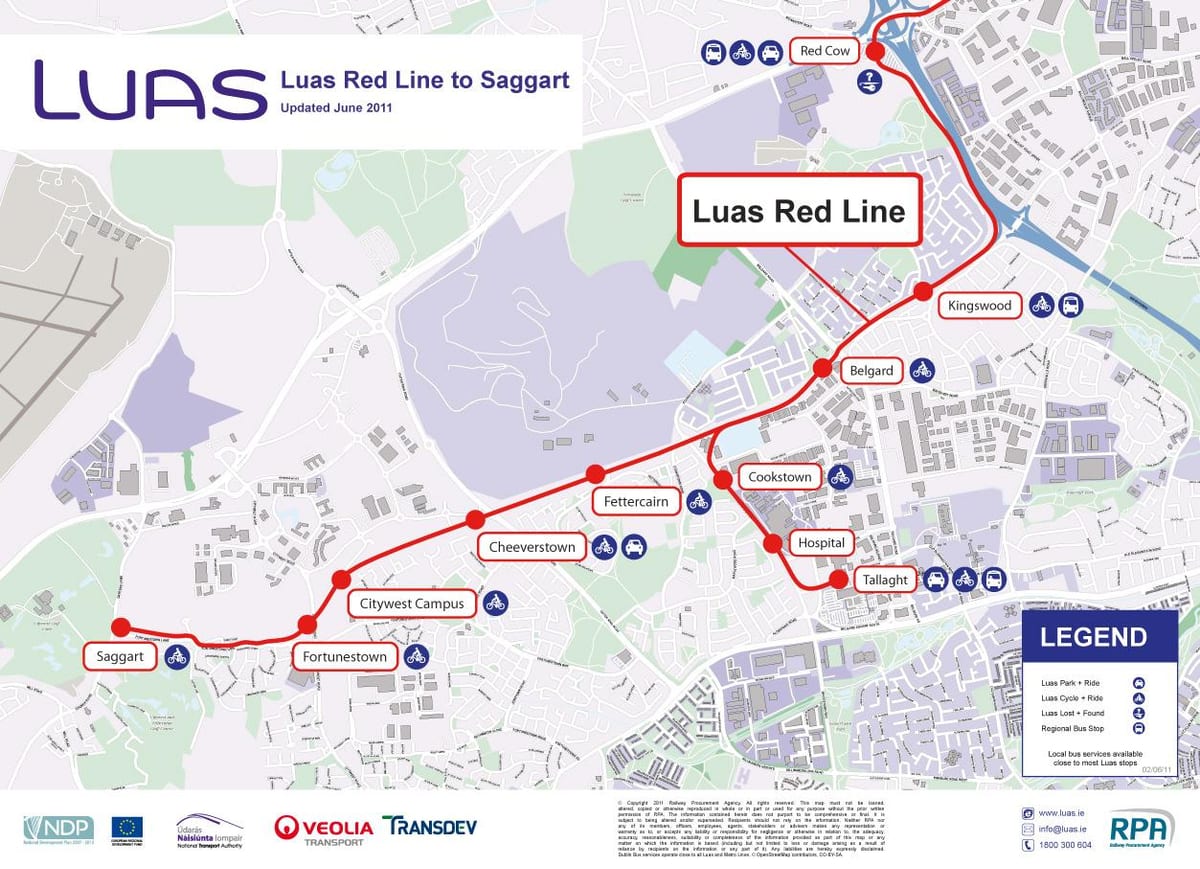 ਡਬ੍ਲਿਨ Luas ਨਕਸ਼ਾ